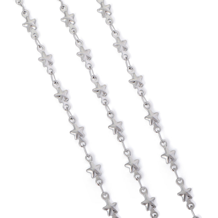 Wholesale Stainless Steel Vacuum Electroplated Gold Peach Heart Dolphin Five-Pointed Star Necklace