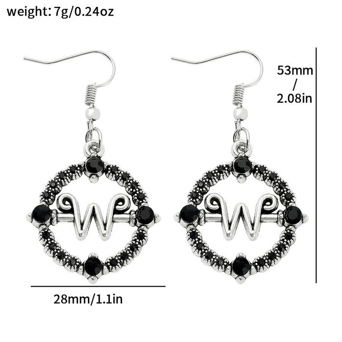 Wholesale Letter W fashion hollow pendant earrings and necklace for men and women.