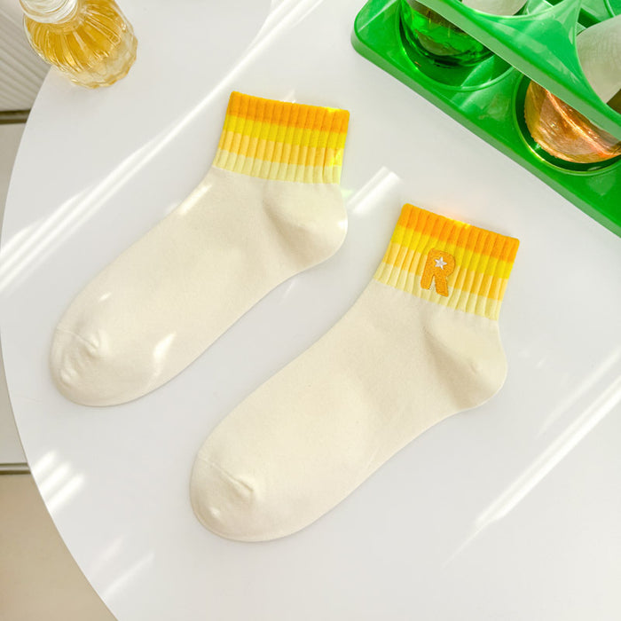 Wholesale Socks low short tube women's socks gradient letter embroidery college style sports socks cotton