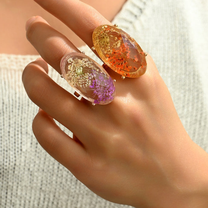 Wholesale Niche retro eternal flower ring, time resin dried flower creative DIY