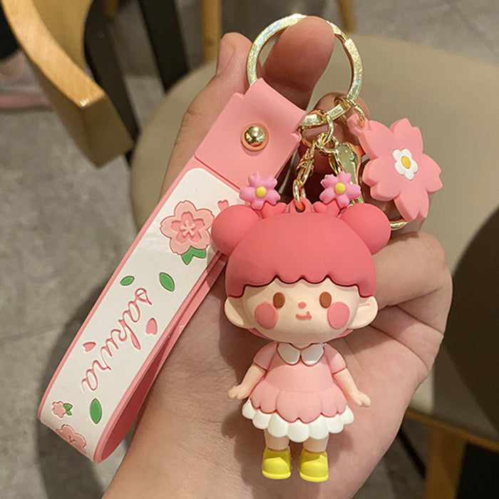 Wholesale Pink cherry blossom girl key chain