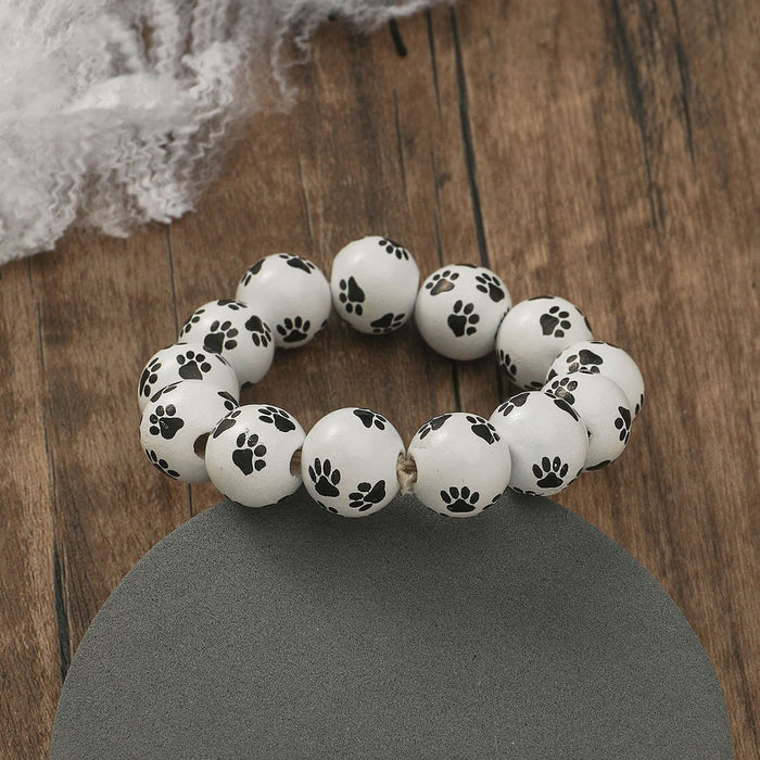 Wholesale Halloween Pumpkin Spider Printed Wooden Bead Bracelet JDC-BT-JunJie004