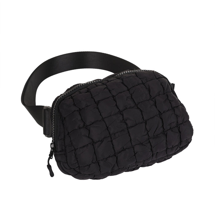 Wholesale Quilted Grid Crossbody Bag Nylon Sport Waist Pack for Outdoor Running Cycling Gift MOQ≥2