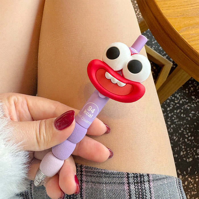 Wholesale 4pcs Cute Big Mouth Big Eyes Funny Doll Pen High Color Value Black Press Gel Pen Special Pen for Students Examination