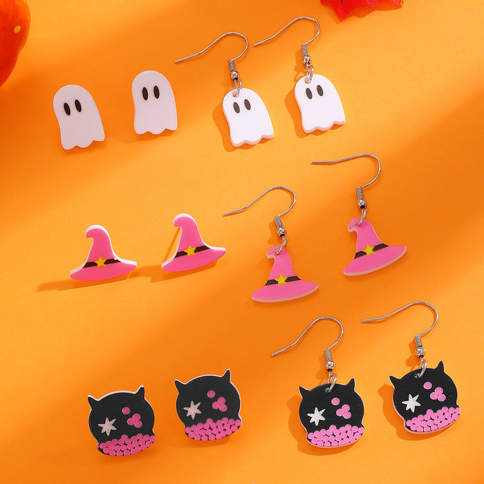 Wholesale  candy ghost hat earrings acrylic small holiday earrings cartoon cute funny earrings