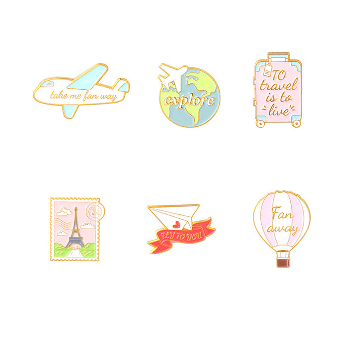 Wholesale Travel Souvenir Brooch Pink Airplane Badge JDC-BC-BL012