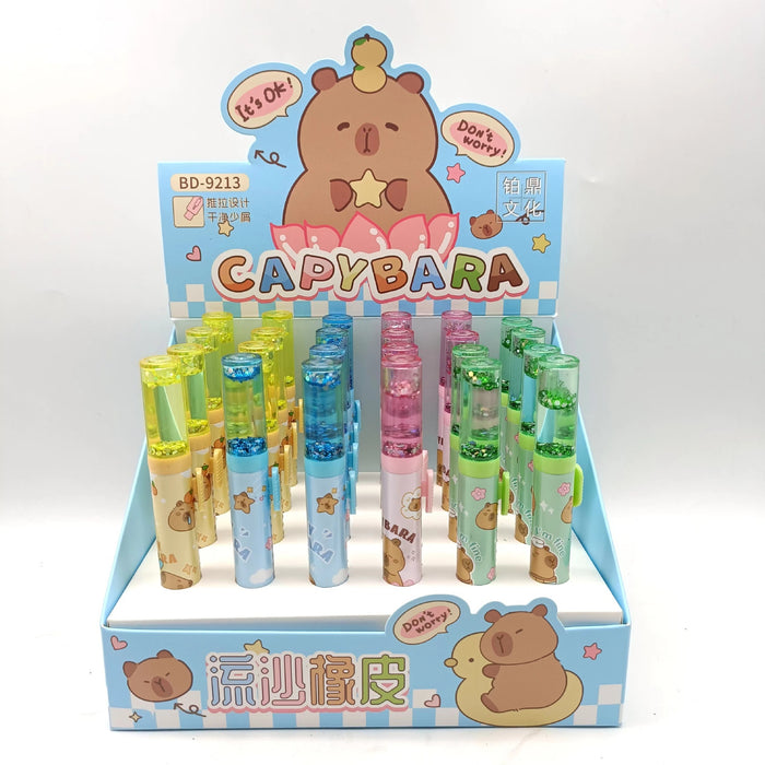 Wholesale Glittery sand filled clean and low residue push pull eraser