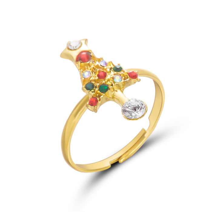 Wholesale Christmas Ring Set Cartoon Christmas Tree,  Old Man,  Elk Pattern Bracelet