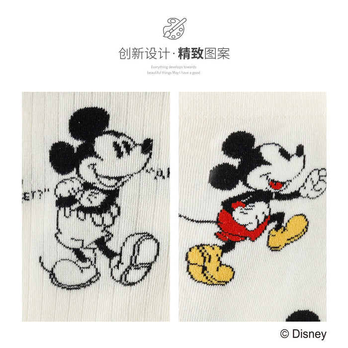 Wholesale Autumn and winter socks for children, 5 pairs of black striped mid tube cotton socks, cartoon embroidered women's socks