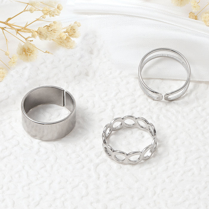 Wholesale Titanium steel ring three piece set jewelry with non fading design, niche opening adjustable