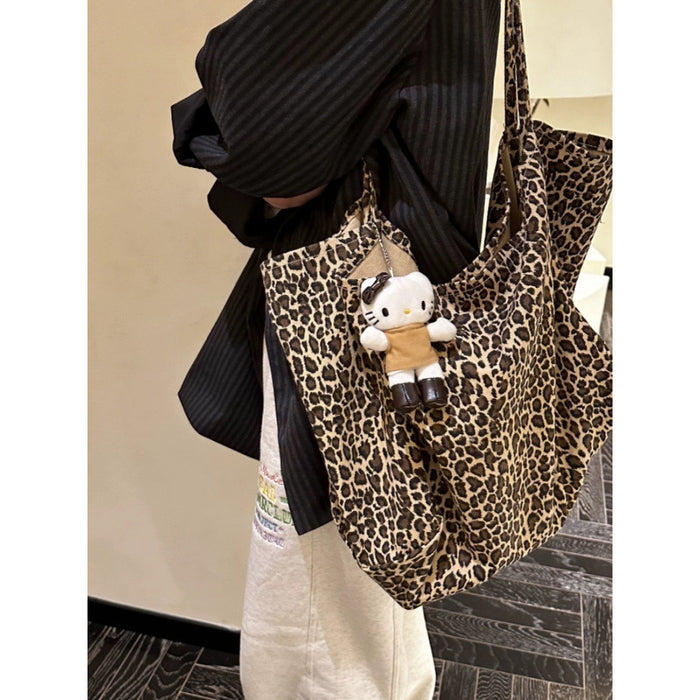 Wholesale Large capacity leopard print large shoulder bag versatile and practical canvas bag