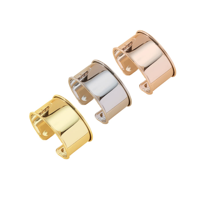 Wholesale Metal exaggerated glossy bracelet, minimalist punk wide open adjustable iron bracelet