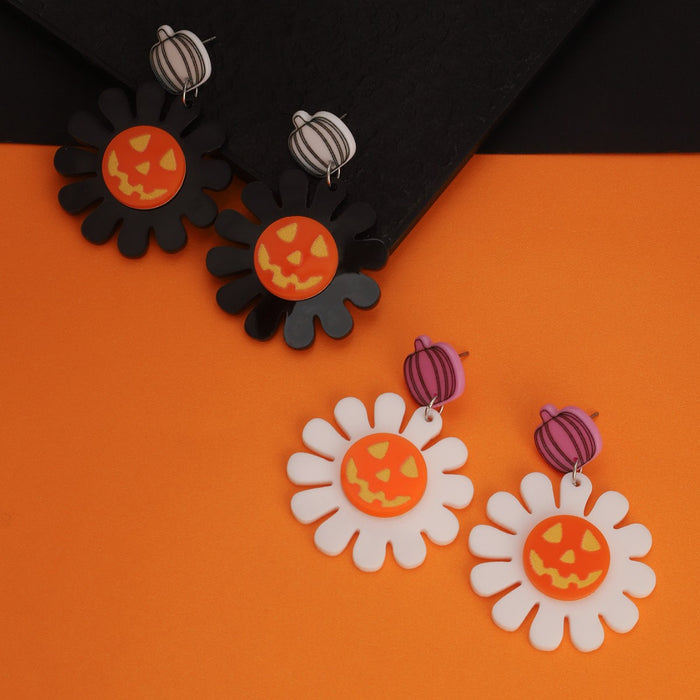 Wholesale  Acrylic Earrings Pumpkin Skull Flower Earring Set Dark Gothic Style