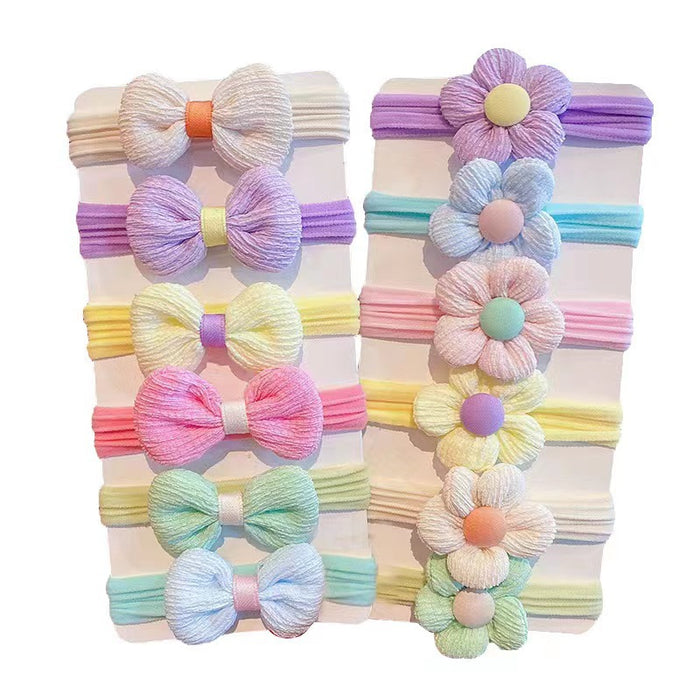 Wholesale Children's headdress hair accessories flower towel ring bow hair rope baby does not hurt hair tie ponytail high elastic hair rope female