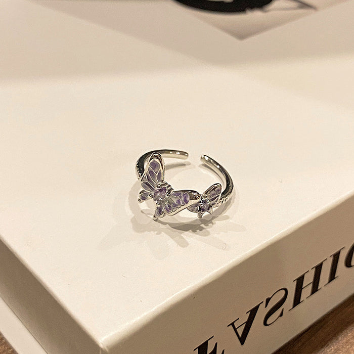 Wholesale Butterfly Open Ring, Fashionable and Personalized Ring, Love Small, High End, Elegant and Light Luxury