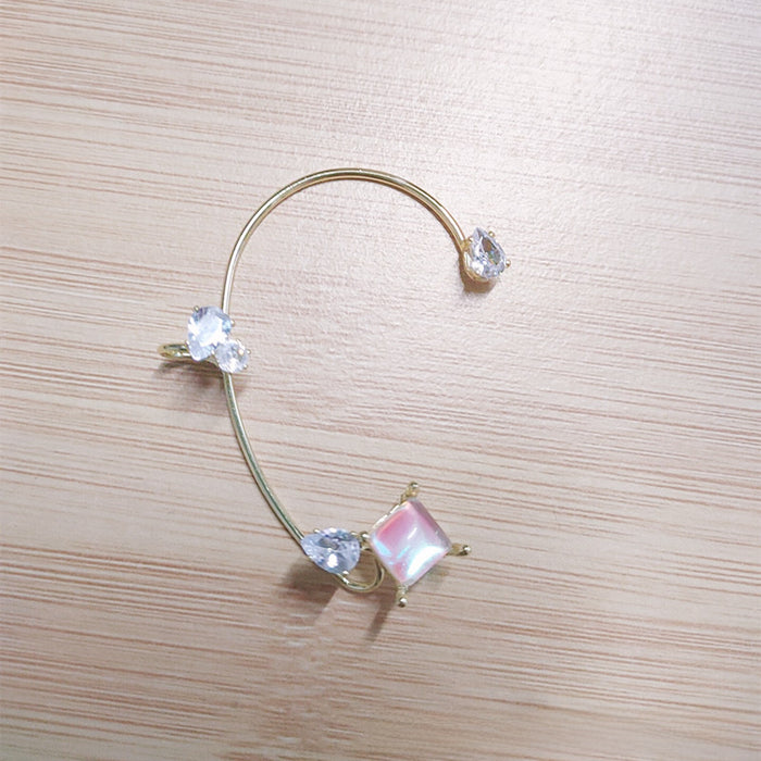 Wholesale Earless zircon crystal ear hooks with niche design, simple and personalized earrings