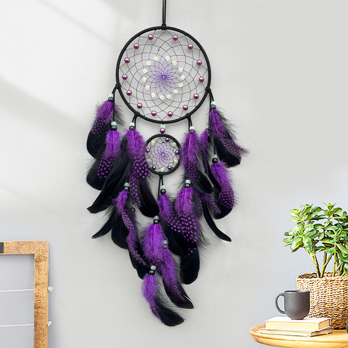 Wholesale Luminous Dreamcatcher Feather Wind Chime Home Decor MOQ≥2