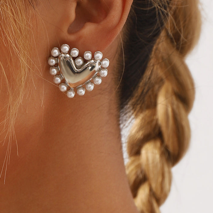 Wholesale pearl heart earrings baroque earrings