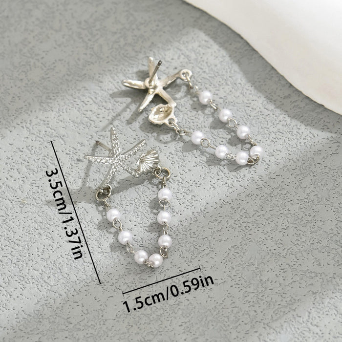 Wholesale Star Shell String Pearl Design Earrings