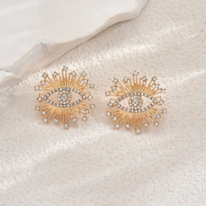 Wholesale Sun eye earrings with niche design, geometric heart earrings, light luxury and high-end star earrings