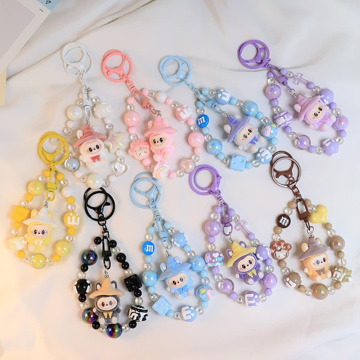 Wholesale Flocking car keychain pendant cartoon cute clown doll bag pendant