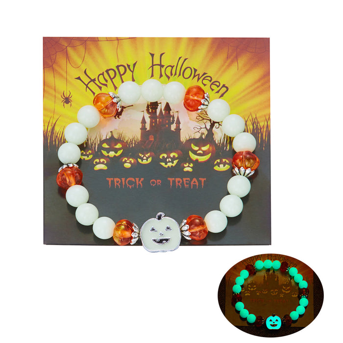 Wholesale  luminous beaded bracelet cute funny ghost pumpkin pendant bracelet