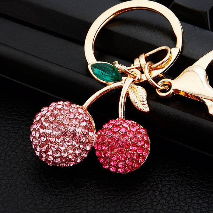 Wholesale Diamond studded car keychain pendant, metal keychain ring, cute and creative