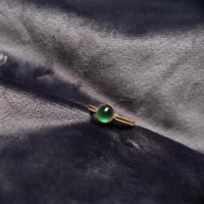 Wholesale Open ring inlaid with jade and stone, fashionable