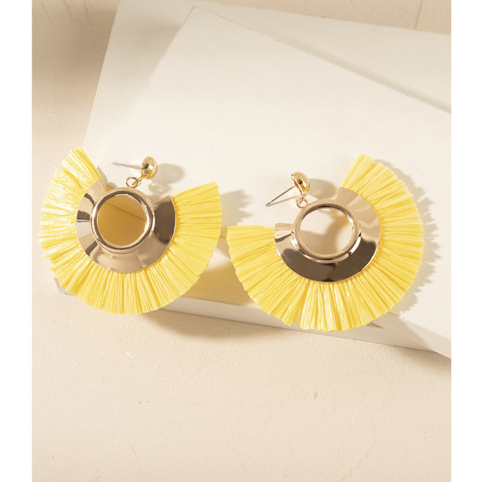 Wholesale tassel earrings  vacation high-end feeling raffia grass earrings