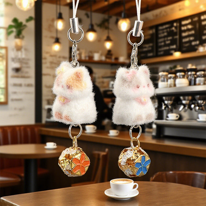 Wholesale Cute Flocked Bell cat Cartoon Pendant Mobile Phone Chain Keychain