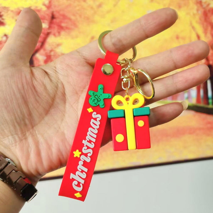 Wholesale Silicone Christmas Keychain Cute Cartoon Pendant