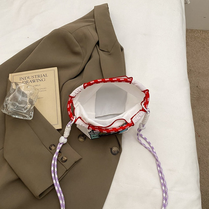 Wholesale New canvas bag embroidered eco-friendly shopping bag for commuting women, shoulder bag for niche diagonal cross bag