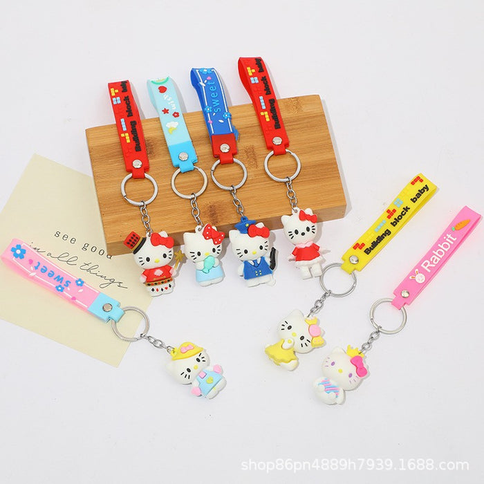 Wholesale Keychain Cartoon Animation PVC Doll Cat Bag Pendant Car Key Ring Creative Gift