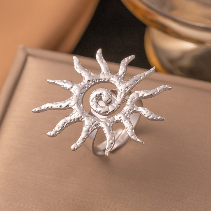 Wholesale 18K Gold Plated Rings Sun Ring Hip-Hop Titanium steel Adjustable Ring