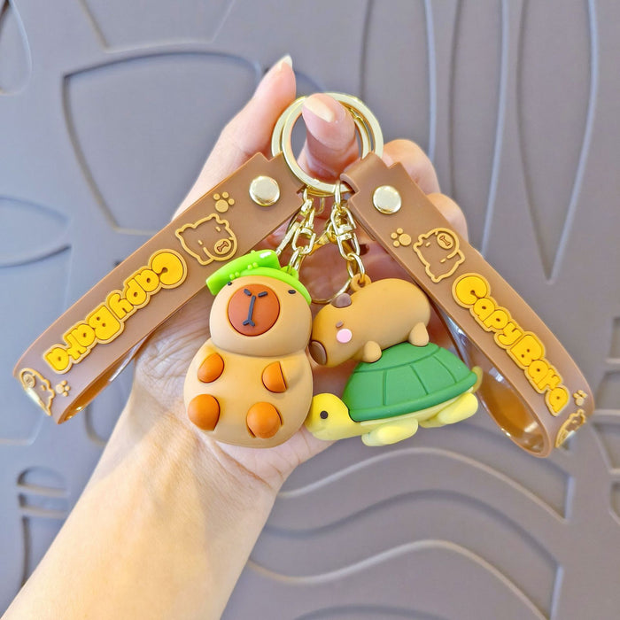 Wholesale Keychain Cute Capybara Schoolbag Pendant Car Key Chain Children' s Doll Machine Small Gift