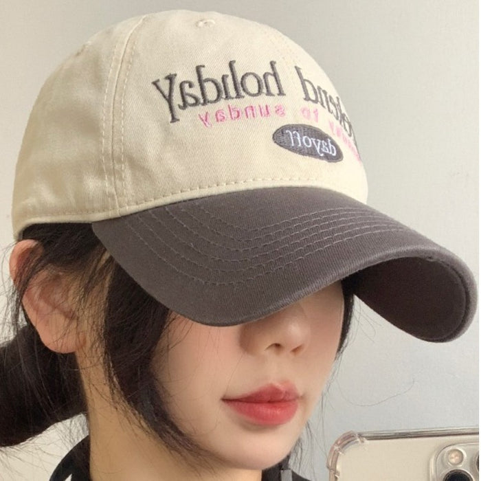 Wholesale Baseball cap retro color blocked versatile soft top duckbill cap