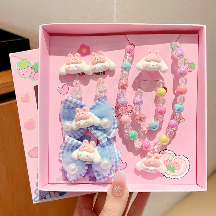 Wholesale Children's Sanrio Jewelry Gift Box Set Little Girl Necklace Ring Baby Hair Accessories Earrings Girls Hairpin Accessories JDC-NE-Zaix001