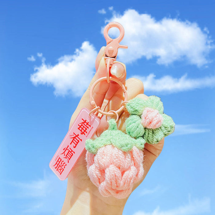 Wholesale Cute yarn crochet car keychain bag pendant