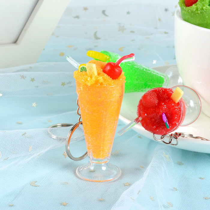 Wholesale PVC Simulation Smoothie Cup Drink Keychain Pendant Strawberry Sundae Food Charm Stylish