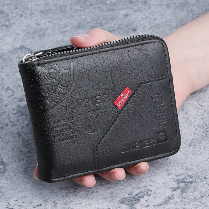Wholesale Vintage Men' s Pu Leather Zipper Wallet Coin Purse Gift Boutique