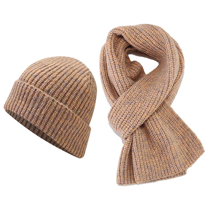 Wholesale Winter Two-Tone Striped Thick Fashionhat and f Set