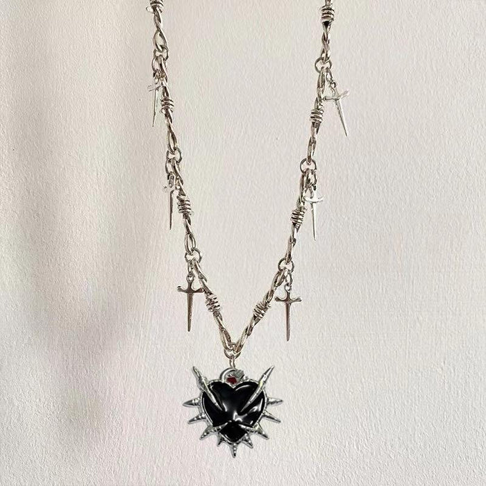 Wholesale Dark Love Sword Thorn Necklace Street Retro Sweater Chain