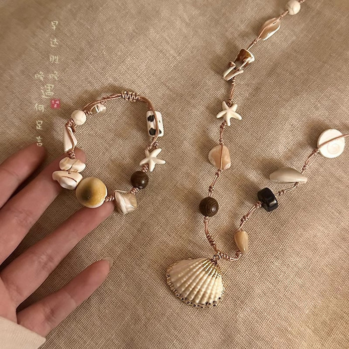 Wholesale Natural Stone Shell Necklace Seaside Clavicle Chain Bohemian Style Accessories