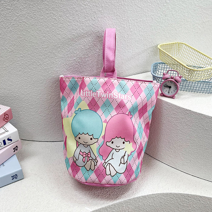 Wholesale Illustration bucket bag cute hand-held cartoon work lunch bag graffiti canvas bag
