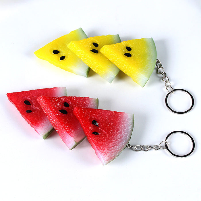Wholesale Watermelon Slice Keychain Faux Fruit Charm Stylish PVC Hanging Ornament