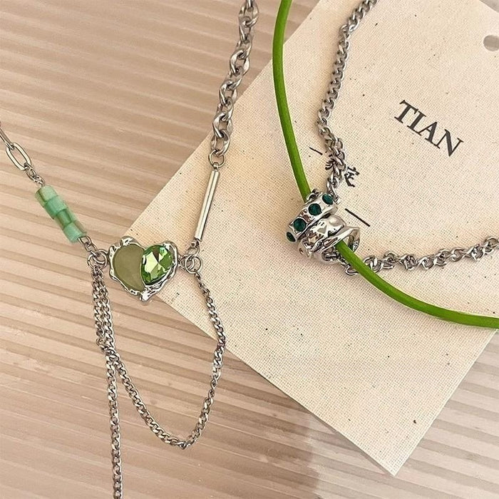 Wholesale Green Double-layer Small Man Waist Necklace