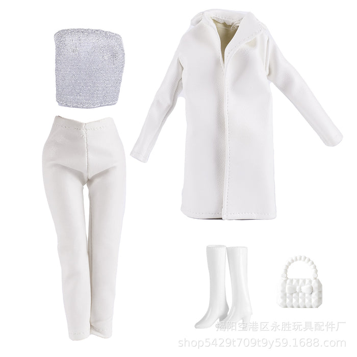 Wholesale Doll  clothes multi-color long leather coat skirt beaded shorts dress