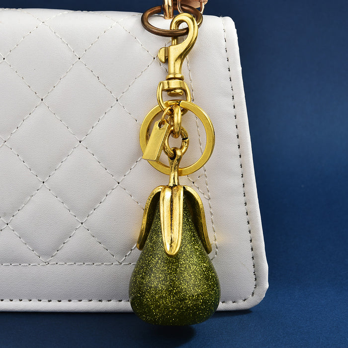 Wholesale Gilded pear-shaped couple keychains symbolizing eternal love