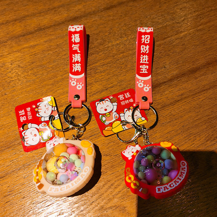 Wholesale PVC Oil-filled Lucky Cat Keychain JDC-KC-Tingm142