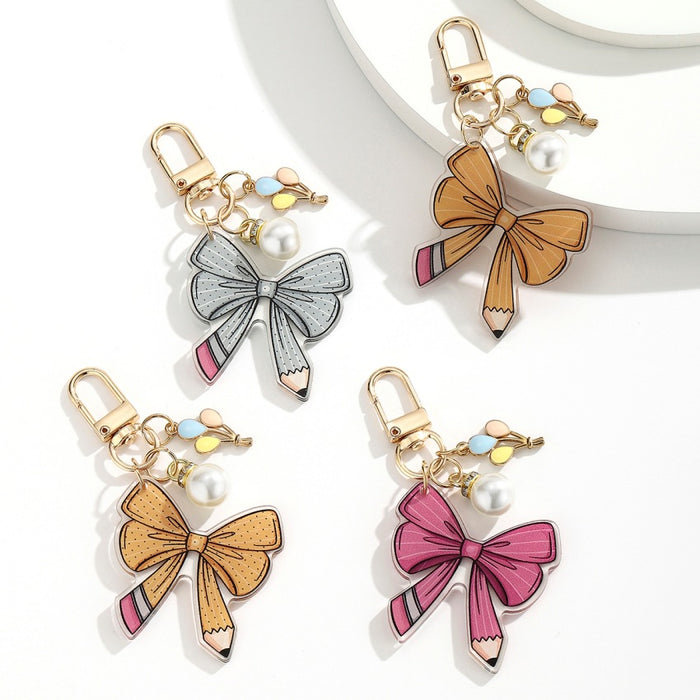 Wholesale Pearl Balloon and Bowknot Keychain
